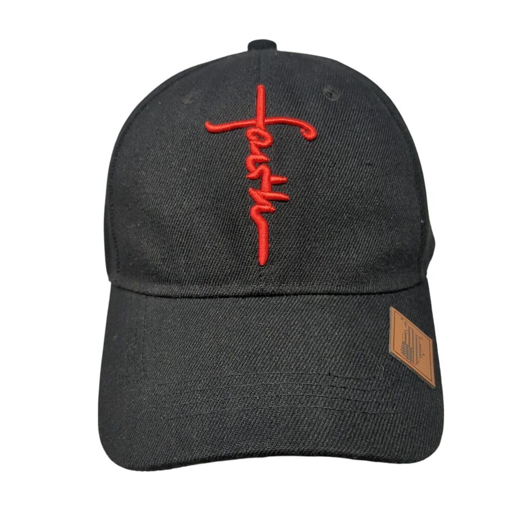 Faith Snapback Hat Black OSFA Adjustable Embroidered Patriotic 6 Panel